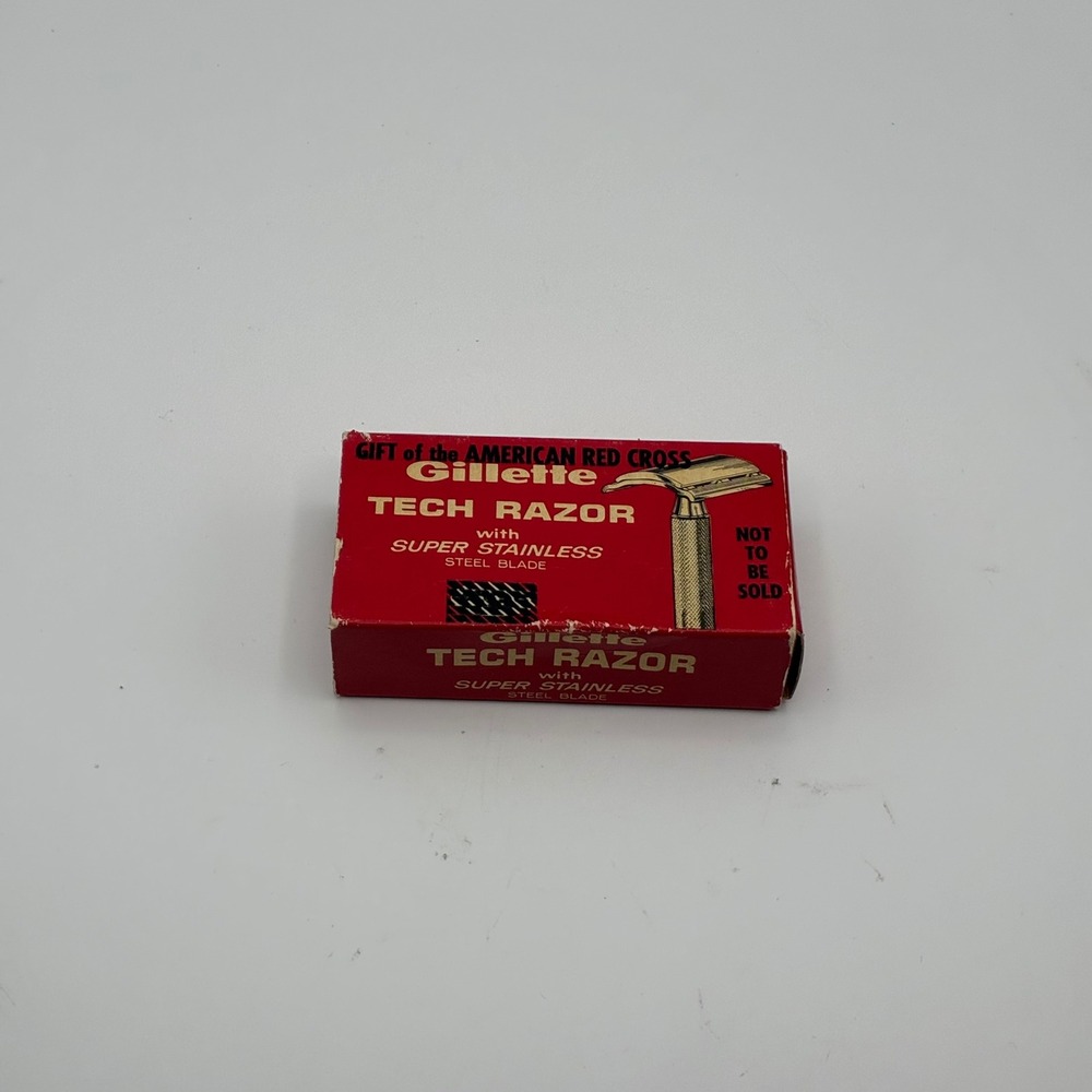 Gillette Tech Razor Mens Red American Red Cross Vintage Safety Razor New